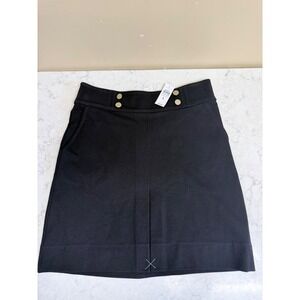 NWT Ann Taylor Black A-Line Skirt‎ with Gold Button Detail Size 8